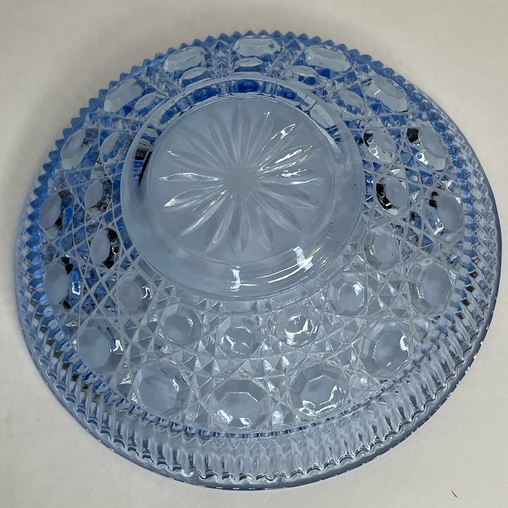Vintage Indiana Blue Carnival Glass Iridescent Windsor Pattern Candy Dish W/Lid - Picture 5 of 6